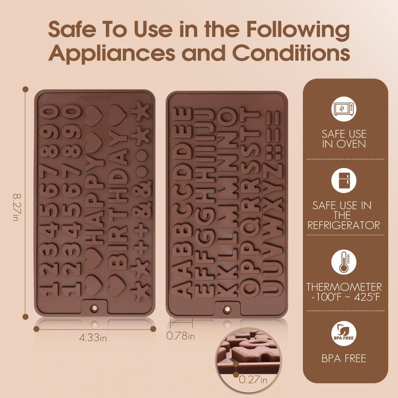 Inn Diary Silicone Letter Mold and Number Chocolate Molds with Happy Birthday Cake Decorations Symbols 2pcs - Image 2